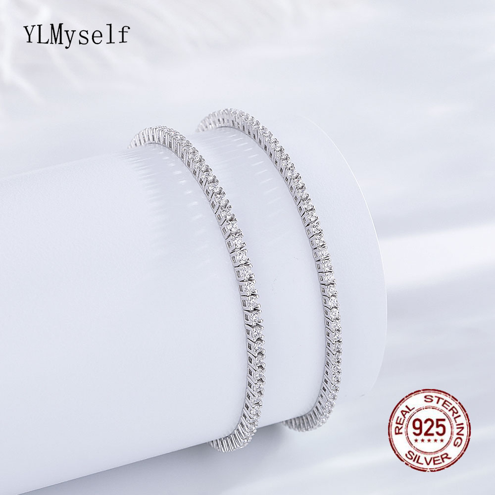 Tennis Bracelet Cubic - Plata auténtica 1,75mm/1,5mm circonita cúbica blanca
