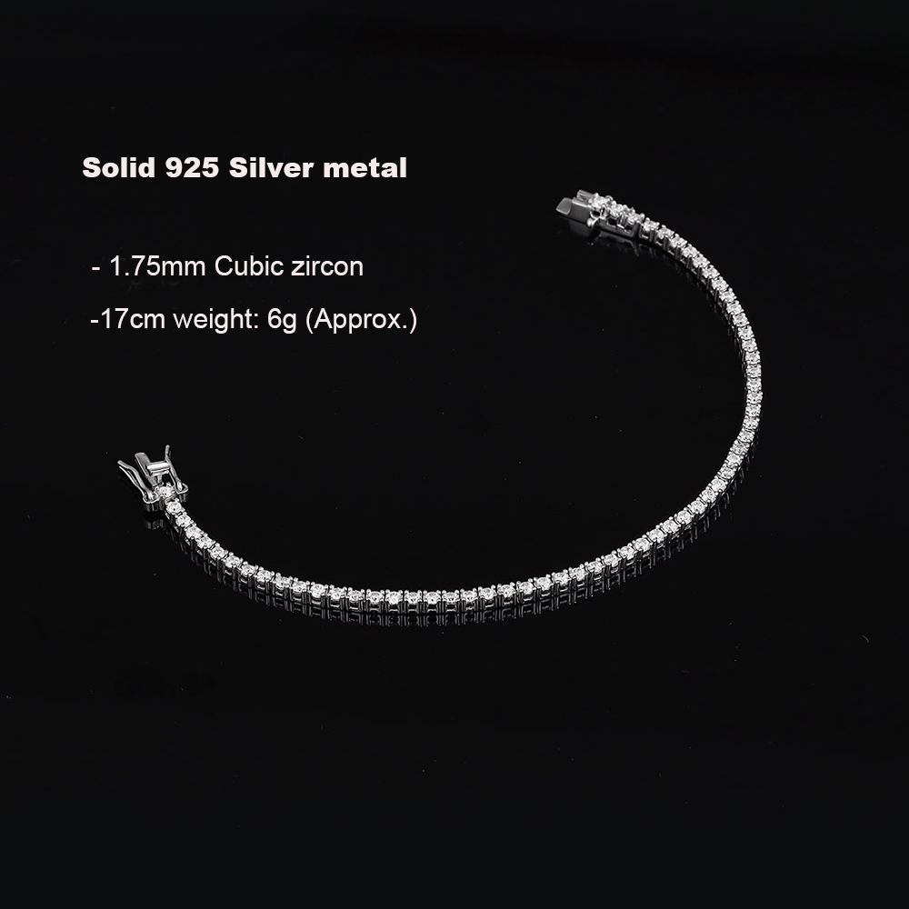 Plata auténtica 1,75mm/1,5mm c - Tennis Bracelet Cubic reseña y precio